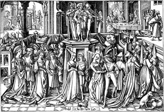 The Dance at the Court of Herod, c. 1500. Artist: Meckenem, Israhel van, the Younger (ca 1440-1503)