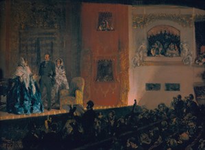 Théâtre du Gymnase in Paris, 1856. Artist: Menzel, Adolph Friedrich, von (1815-1905)