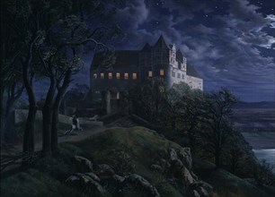 Castle Scharfenberg at Night, 1827. Artist: Oehme, Ernst Ferdinand (1797-1855)