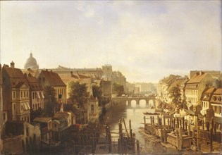 View of the Long Bridge from the Mühlendamm, 1850. Artist: Schwendy, Albert (1820-1902)