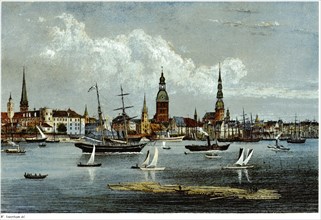 View of Riga, ca 1855. Artist: Stavenhagen, Wilhelm Siegfried (1814-1881)