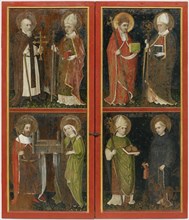 Anthony the Abbot and Erhard of Regensburg Sixtus II and Servatius Henry II and Cunigunde Saint Nicholas and Leonard, c. 1448. Artist: Workshop of the Wolfgang Retable (ca 1448-1449)