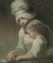 A Mother and Child Reading (Mrs Cumberland and her son). Artist: Romney, George (1734-1802)
