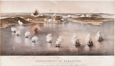 Bombardment of Bomarsund, 1854. Artist: Dolby, Edwin Thomas (active 1849-1865)