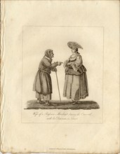 Merchant's wife wuth Nurse during Fasching, 1833. Artist: Anonymous