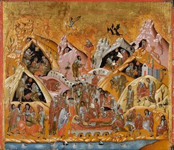 The Dormition of Saint Sabbas the Sanctified, End of 16th cen.. Artist: Byzantine icon