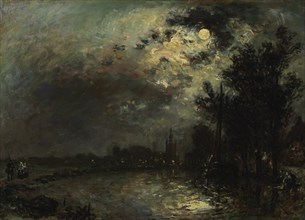 View on Overschie in Moonlight, 1872. Artist: Jongkind, Johan Barthold (1819-1891)