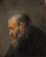 Study of an Old Man in Profile, c.1630. Artist: Rembrandt van Rhijn (1606-1669)