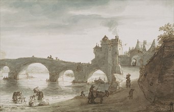 Bridge Across the Loire at Amboise, 1640s. Artist: Doomer, Lambert Harmensz (1624-1700)