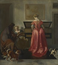 Two Women and a Man making Music, ca 1675. Artist: Ochtervelt, Jacob Lucasz. (1634-1682)