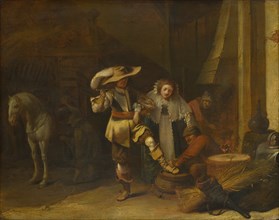 A Man and a Woman in a Stableyard, 1630s. Artist: Quast, Pieter (1605-1647)