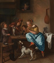 Children teaching a Cat to dance (The Dancing Lesson), Between 1660 and 1670. Artist: Steen, Jan Havicksz (1626-1679)