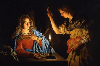The Annunciation, Early 17th cen.. Artist: Stomer, Matthias (ca.1600-after 1650)