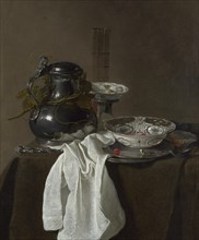 Still Life with a Pewter Flagon and Two Ming Bowls, 1651. Artist: Treck, Jan Jansz. (1605-1652)