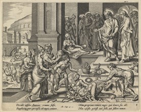 The Parable of Ananias and Sapphira, Early 17th cen.. Artist: Visscher, Jan Claesz (c. 1550-1612)