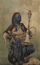Nubian with a Waterpipe, 1862. Artist: Zichy, Mihály (1827-1906)
