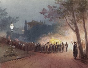 Carrying the coffin with the body of Alexander III from the Small Palace at Livadia, 1895. Artist: Zichy, Mihály (1827-1906)