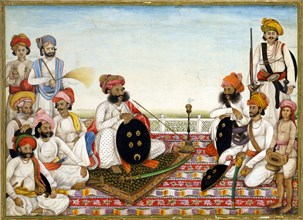 Thakur Dawlat Singh Among Courtiers, ca 1825. Artist: Ghulam Ali Khan (active 1817-1855)
