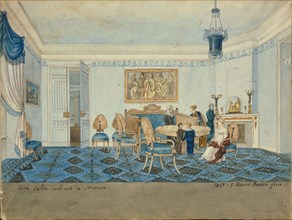 Salon Interior in the House of Zinaida Volkonskaya in Moscow, 1817. Artist: Barberi, Michelangelo (active Early 19th cen.)