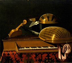 Still Life with Musical Instruments and Books, Mid of 17th cen.. Artist: Bettera, Bartolomeo (1639-c. 1688)