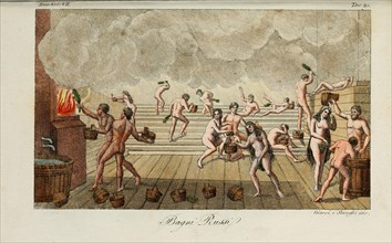 Russian bath. Illustration from Il costume antico e moderno o storia del governo? by Giulio Ferrario, 1831. Artist: Giarrè, Luigi (1772-1844)