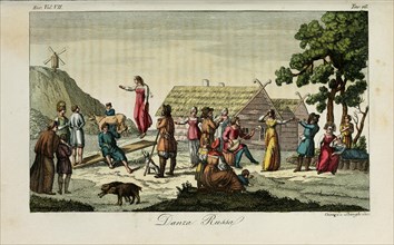 Russian dance. Illustration from Il costume antico e moderno o storia del governo? by Giulio Ferrario, 1831. Artist: Giarrè, Luigi (1772-1844)