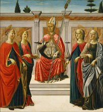 Saint Nicholas and Saints Catherine, Lucy, Margaret and Apollonia. Artist: Botticini, Francesco (1446-1497)