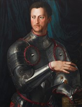 Portrait of Grand Duke of Tuscany Cosimo I de' Medici (1519-1574) in armour, ca 1545. Artist: Bronzino, Agnolo (1503-1572)