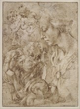 Studies for a Holy Family with John the Baptist as Child, 1505. Artist: Buonarroti, Michelangelo (1475-1564)
