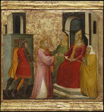 Saint Lawrence Arraigned Before the Emperor Valerian. Scenes from the Life of Saint Lawrence, predella, ca 1412. Artist: Lorenzo di Niccolò (active 1391-1414)