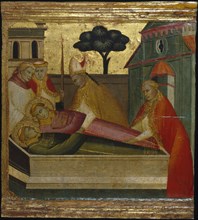 Saint Lawrence Buried in Saint Stephens Tomb. Scenes from the Life of Saint Lawrence, predella, ca 1412. Artist: Lorenzo di Niccolò (active 1391-1414)