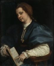 Lady with a book of Petrarch's rhyme, 1528. Artist: Andrea del Sarto (1486-1531)