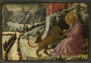 Saint Jerome and the Lion (Predella Panel of the Pistoia Santa Trinità Altarpiece), 1455-1460. Artist: Lippi, Fra Filippo (1406-1469)