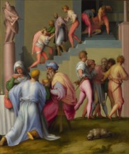 Pharaoh with his Butler and Baker (from Scenes from the Story of Joseph), ca 1515. Artist: Pontormo (1494-1557)