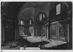 Interior of the basilica of Santa Maria degli Angeli (former baths of Diocletian), Between 1765 and 1775. Artist: Piranesi, Giovanni Battist (1720-1778)