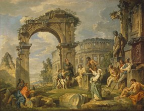 Cumaean Sibyl prophesied the Birth of Christ, 1743. Artist: Panini, Giovanni Paolo (1691-1765)
