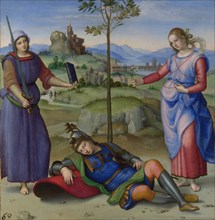 An Allegory (Vision of a Knight), c. 1504. Artist: Raphael (1483-1520)
