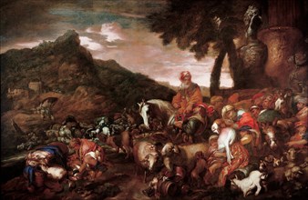Abraham on the Road to Canaan, 1650-1660. Artist: Castiglione, Giovanni Benedetto (1610-1665)