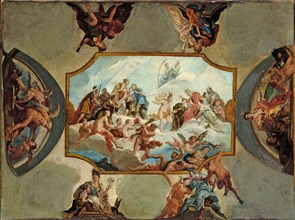 Reverence to Johann Wilhelm, Elector Palatine. Design for a Ceiling Painting for Bensberg Castle, 1709. Artist: Bellucci, Antonio (1654-1726)