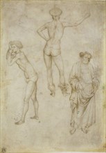 Two male figure studies and Saint Peter, 1430-1435. Artist: Pisanello, Antonio (1395-1455)