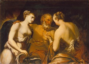 Lot and his Daughters, End of 17th cen.. Artist: Pacelli, Matteo (1651-1732)