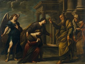 Raguel's Blessing of her Daughter Sarah before Leaving Ecbatana with Tobias, c. 1640. Artist: Vaccaro, Andrea (1604-1670)