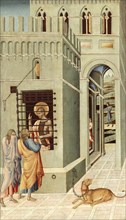Saint John the Baptist in Prison Visited by Two Disciples, 1455-1460. Artist: Giovanni di Paolo (ca 1403-1482)