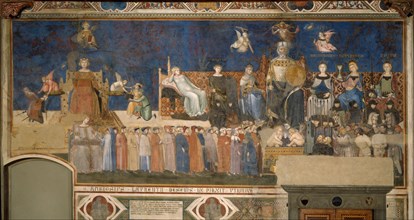 Allegory of Good Government (Cycle of frescoes The Allegory of the Good and Bad Government), 1338-1339. Artist: Lorenzetti, Ambrogio (ca 1290-ca 1348)