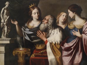 King Solomon's wives lead him into idolatry. Artist: Venanzi di Pesaro, Giovanni (1627-1705)