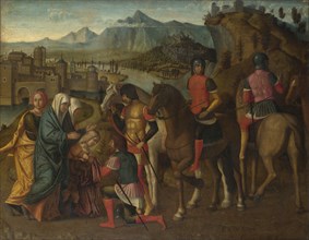 Coriolanus persuaded by his Family to spare Rome, c. 1500. Artist: Michele da Verona (1470-1536/44)