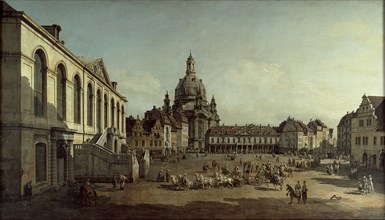 View of the Neumarkt in Dresden from the Jüdenhofe, 1749. Artist: Bellotto, Bernardo (1720-1780)