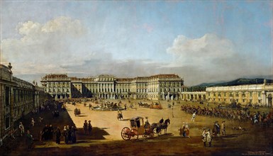 Schönbrunn Palace viewed from the front side, Between 1758 and 1761. Artist: Bellotto, Bernardo (1720-1780)