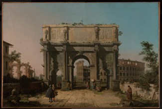 View of the Arch of Constantine with the Colosseum, 1742-1745. Artist: Canaletto (1697-1768)