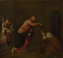 Christ baptising Saint John the Martyr of Alexandria, c. 1565. Artist: Bordone, Paris (1500-1571)